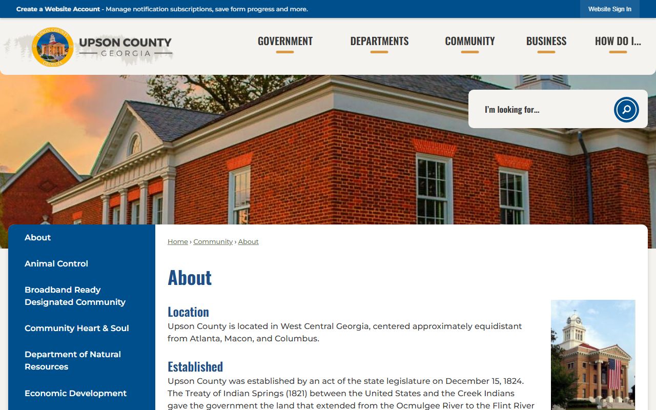 Upson County court records county about page