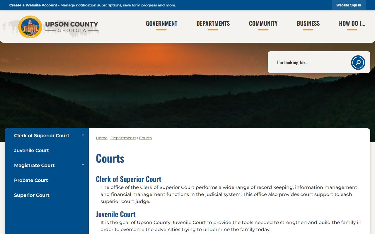 Upson County court records courts landing page