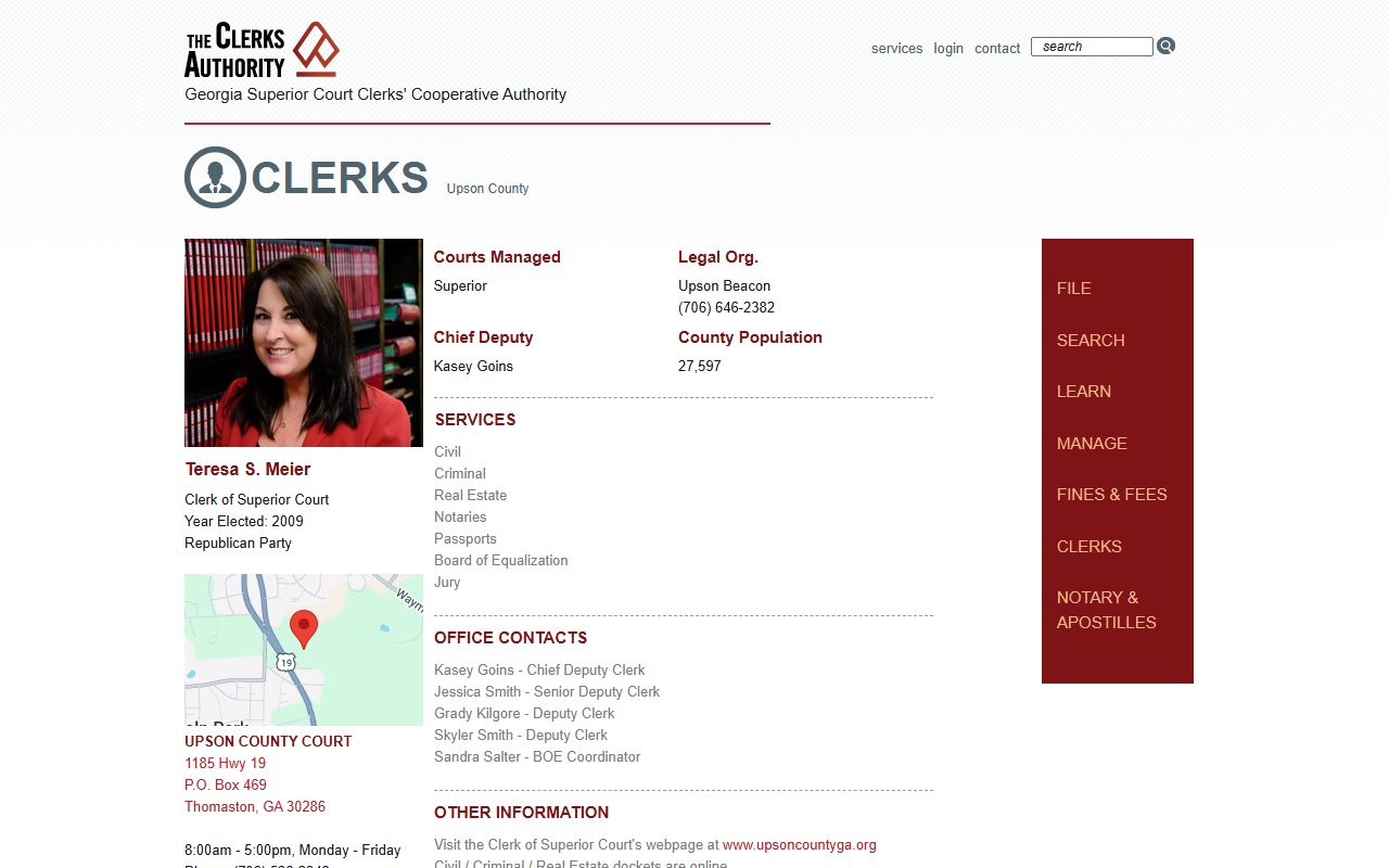 Upson County Clerk of Superior Court GSCCCA profile