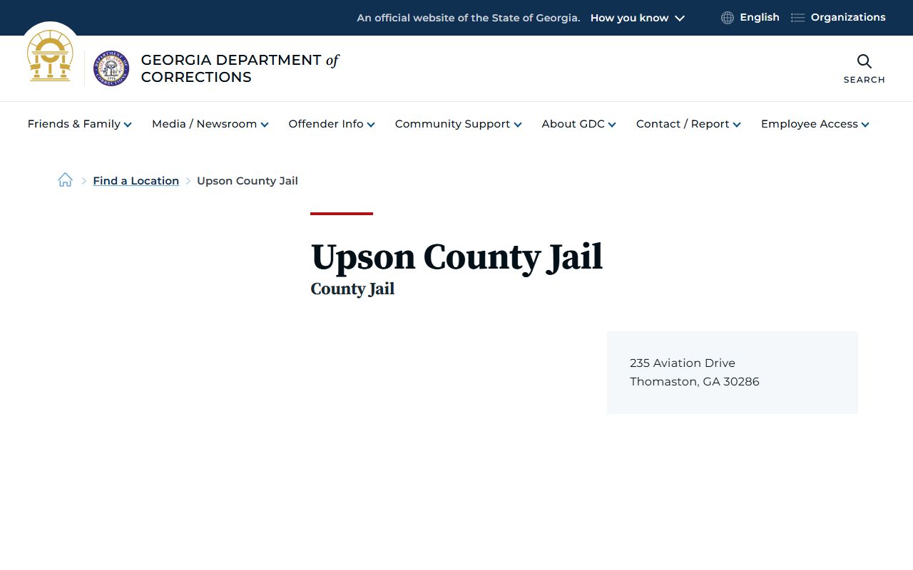 Upson County arrest records jail facility listing