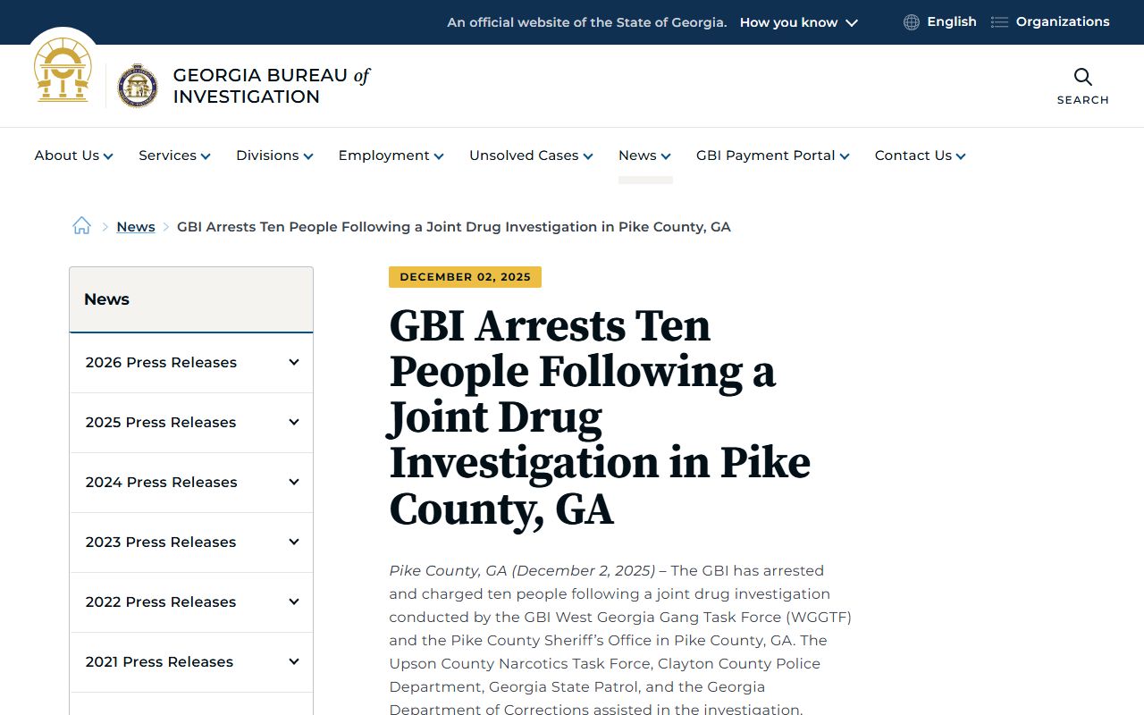 Upson County arrest records GBI law enforcement news