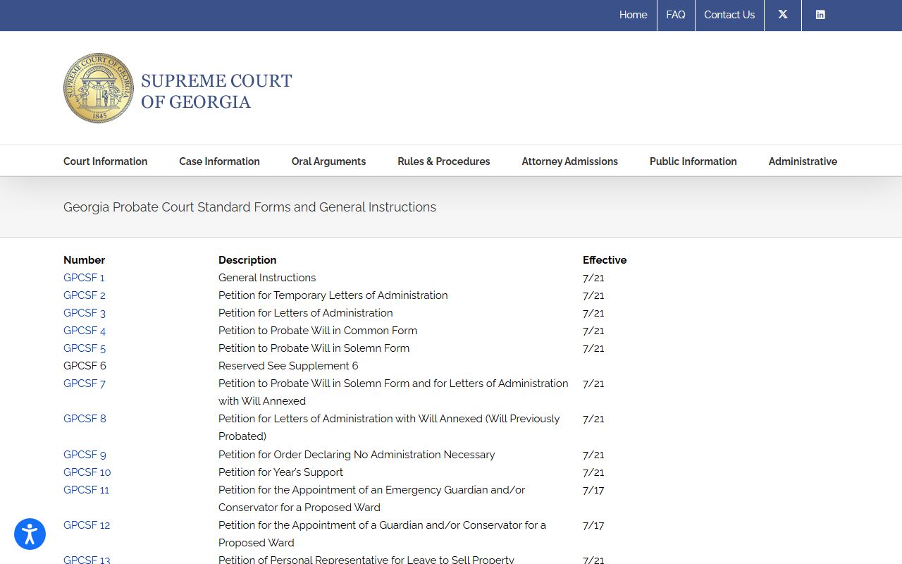 Upson County probate records Georgia probate standard forms