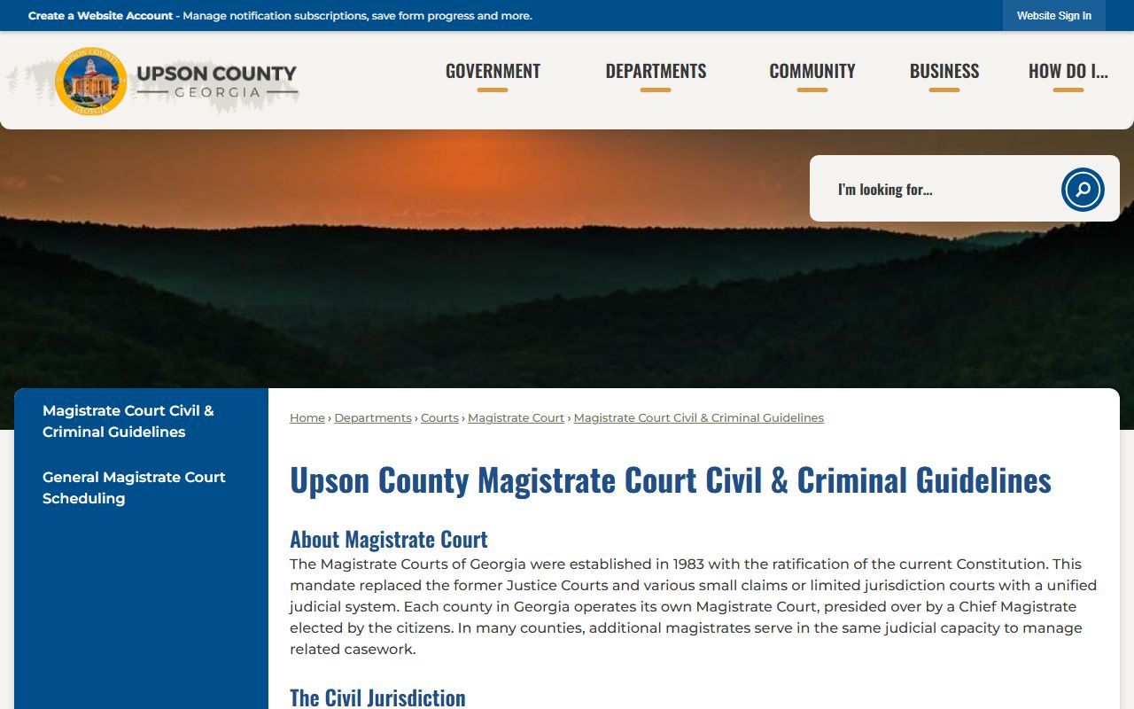 Upson County warrant search Magistrate Court guidelines