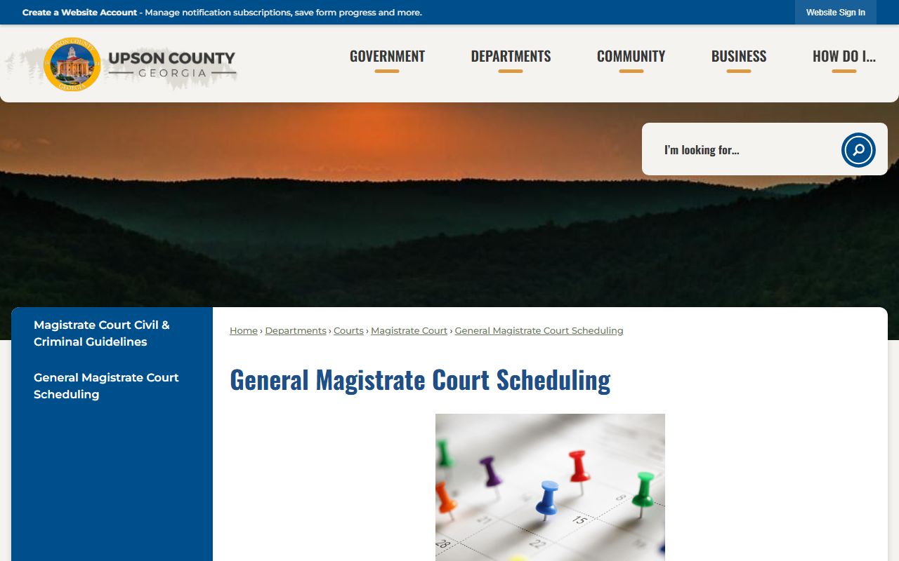 Upson County warrant records Magistrate Court scheduling